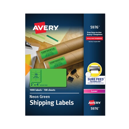 Avery Dennison 2" x 4" Neon Shipping Labels, Pk1000 7278205976